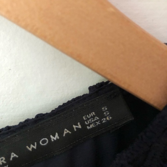 Zara Navy Blue Lace Evening Dress - Picture 2 of 3